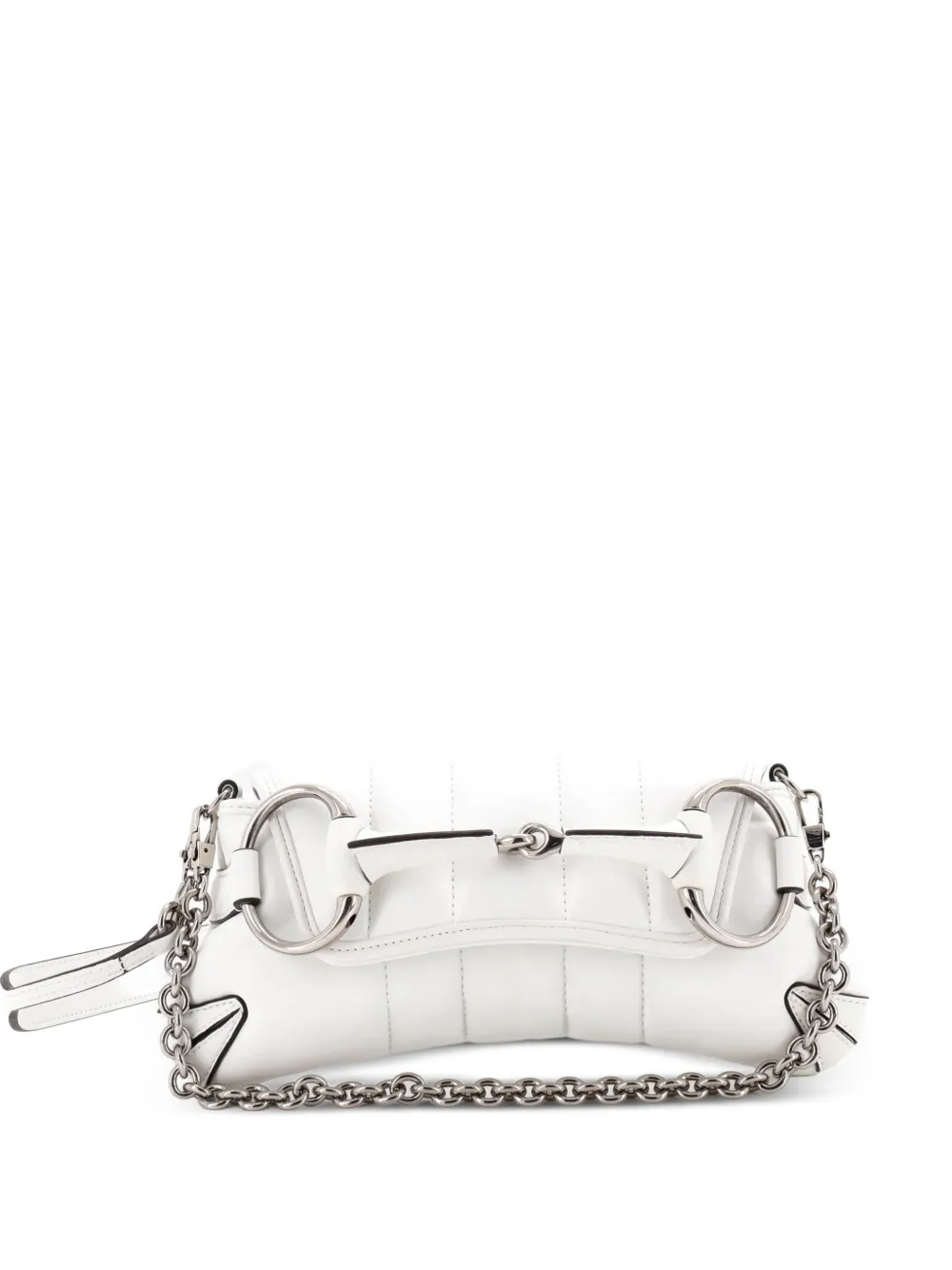 Gucci Pre-Owned Borsa a spalla Horsebit piccola in pelle trapuntata con catena - Bianco