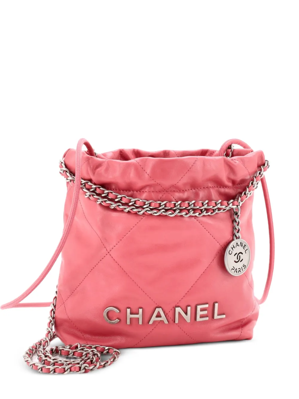 CHANEL Pre-Owned 22 Chain Hobo Quilted Calfskin Mini crossbody bag - Pink