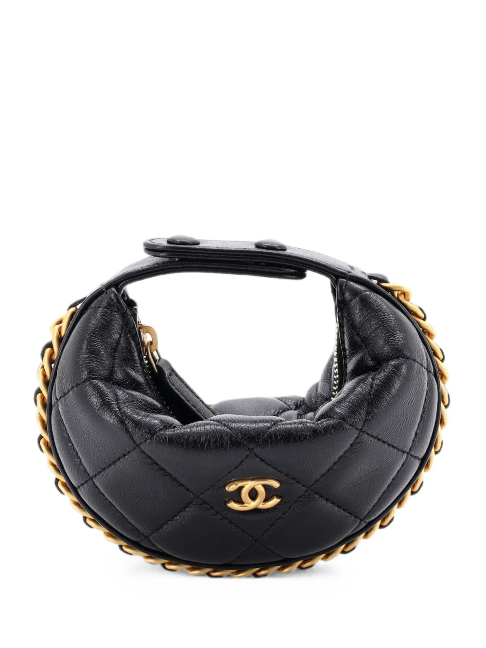 CHANEL Pre-Owned Borsa passepartout extra mini in pelle di agnello trapuntata con catena - Nero