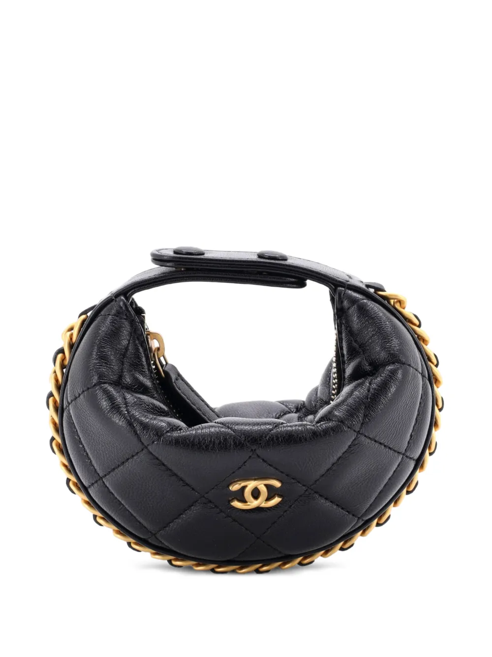 CHANEL Pre-Owned Borsa passepartout extra mini in pelle di agnello trapuntata con catena - Nero