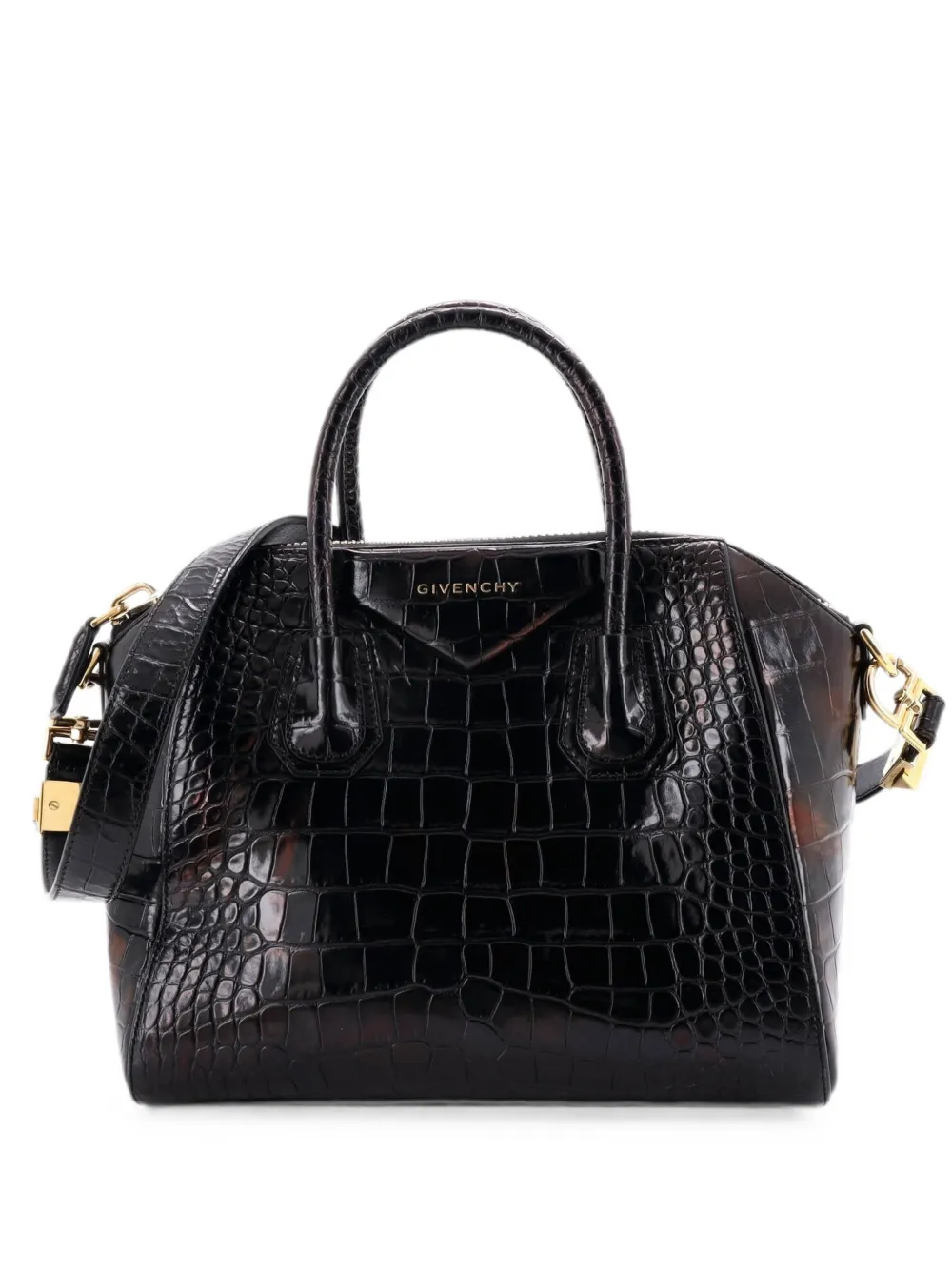 Givenchy Pre-Owned Borsa a tracolla Antigona media con effetto coccodrillo - Nero