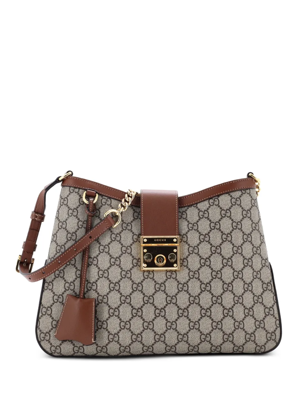 Gucci Pre-Owned Mittelgroße Padlock Schultertasche aus GG-beschichtetem Canvas - Braun