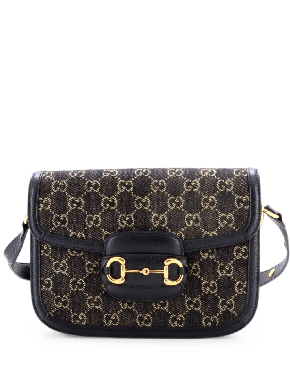 Gucci Pre-Owned Borsa a spalla Horsebit 1955 GG denim piccola 1955 - Nero