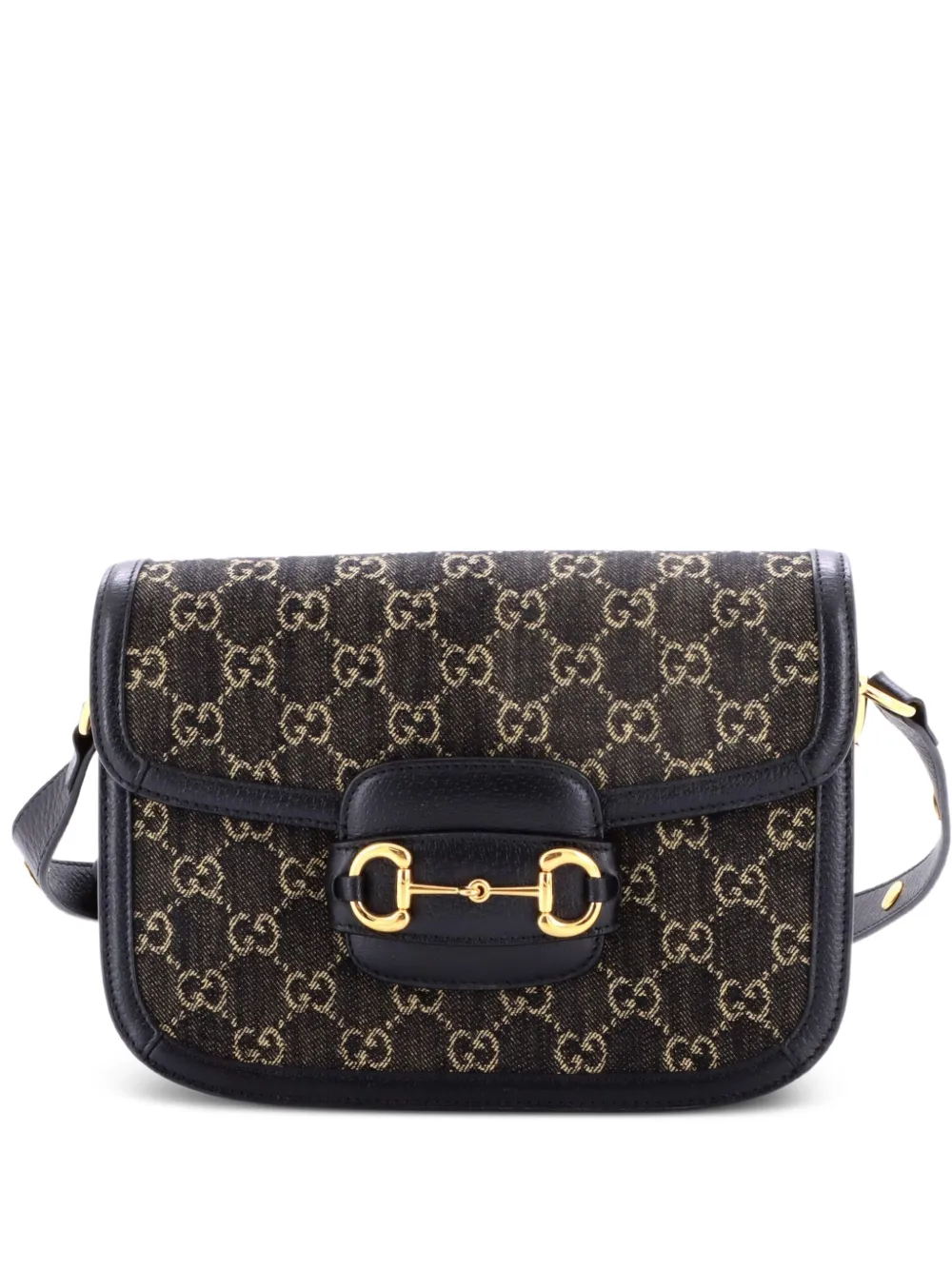 Gucci Pre-Owned Borsa a spalla Horsebit 1955 GG denim piccola 1955 - Nero
