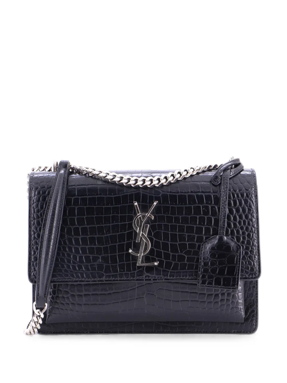 Saint Laurent Pre-Owned Sunset Crocodile Embossed Leather Medium crossbody bag - Black