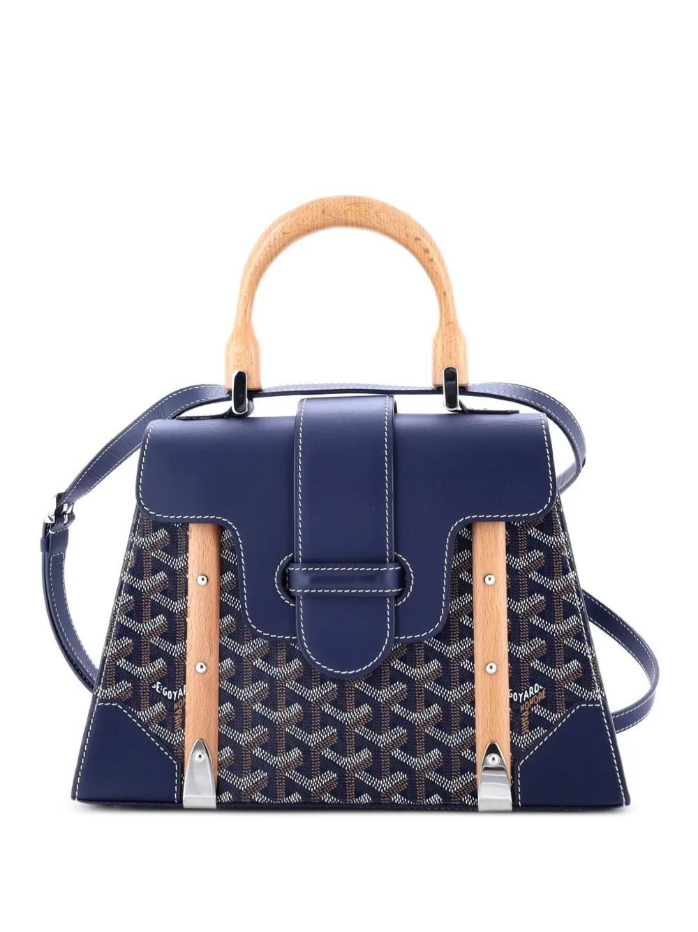 Goyard Pre-Owned Borsa a mano Saigon PM in tela cerata e pelle con manico - Blu