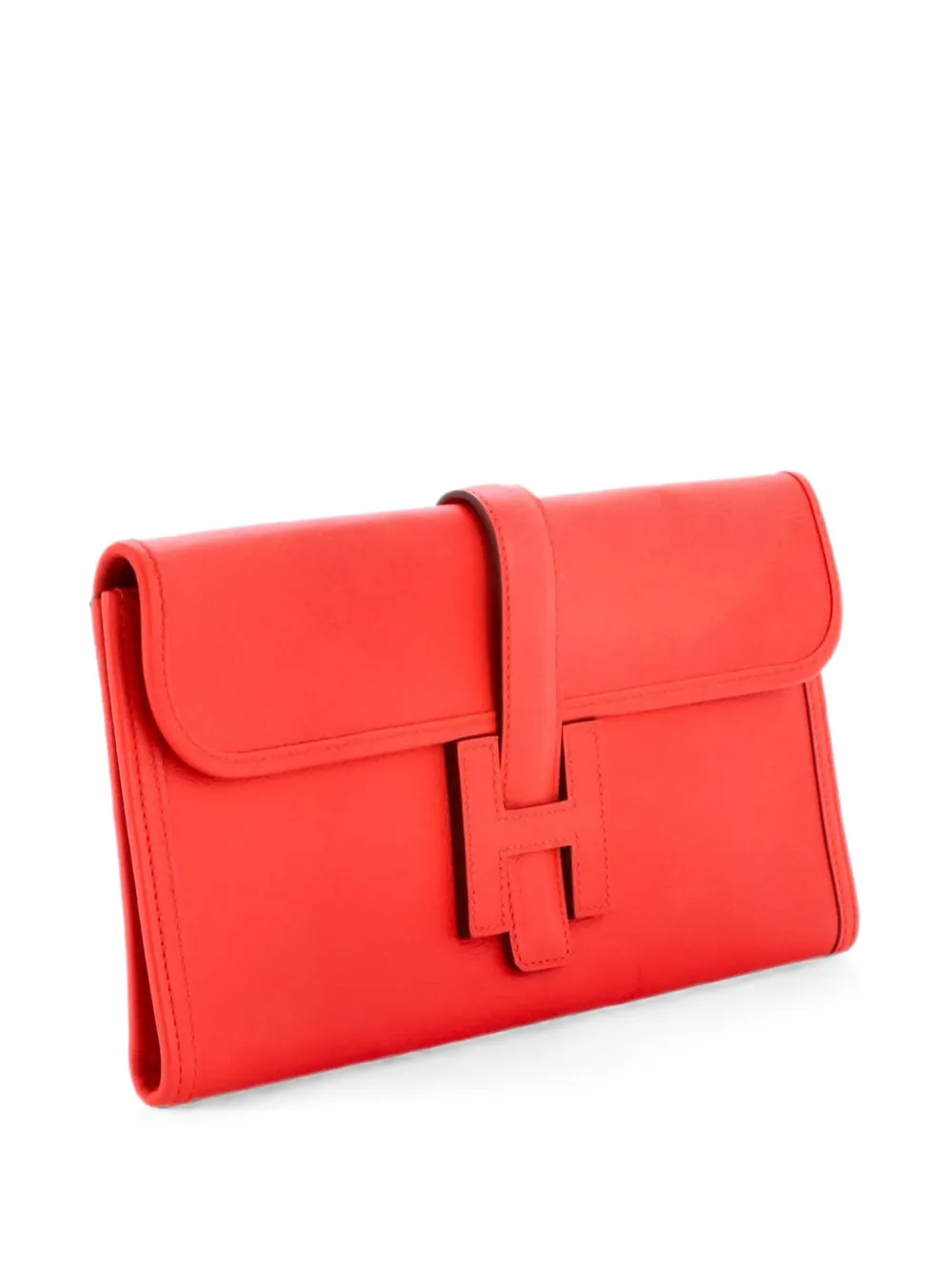 Pre-owned Hermes Jige Elan Evercolor 29 Clutch Bag In Red