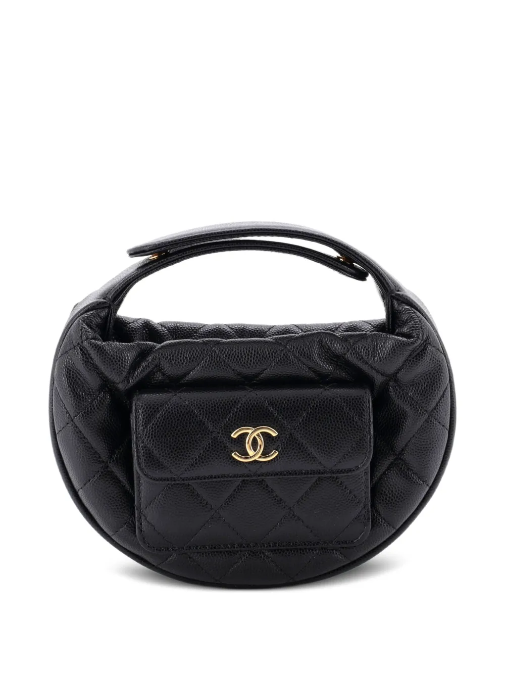 CHANEL Pre-Owned Polly Pocket Pouch Quilted Caviar Mini hobo bag - Black