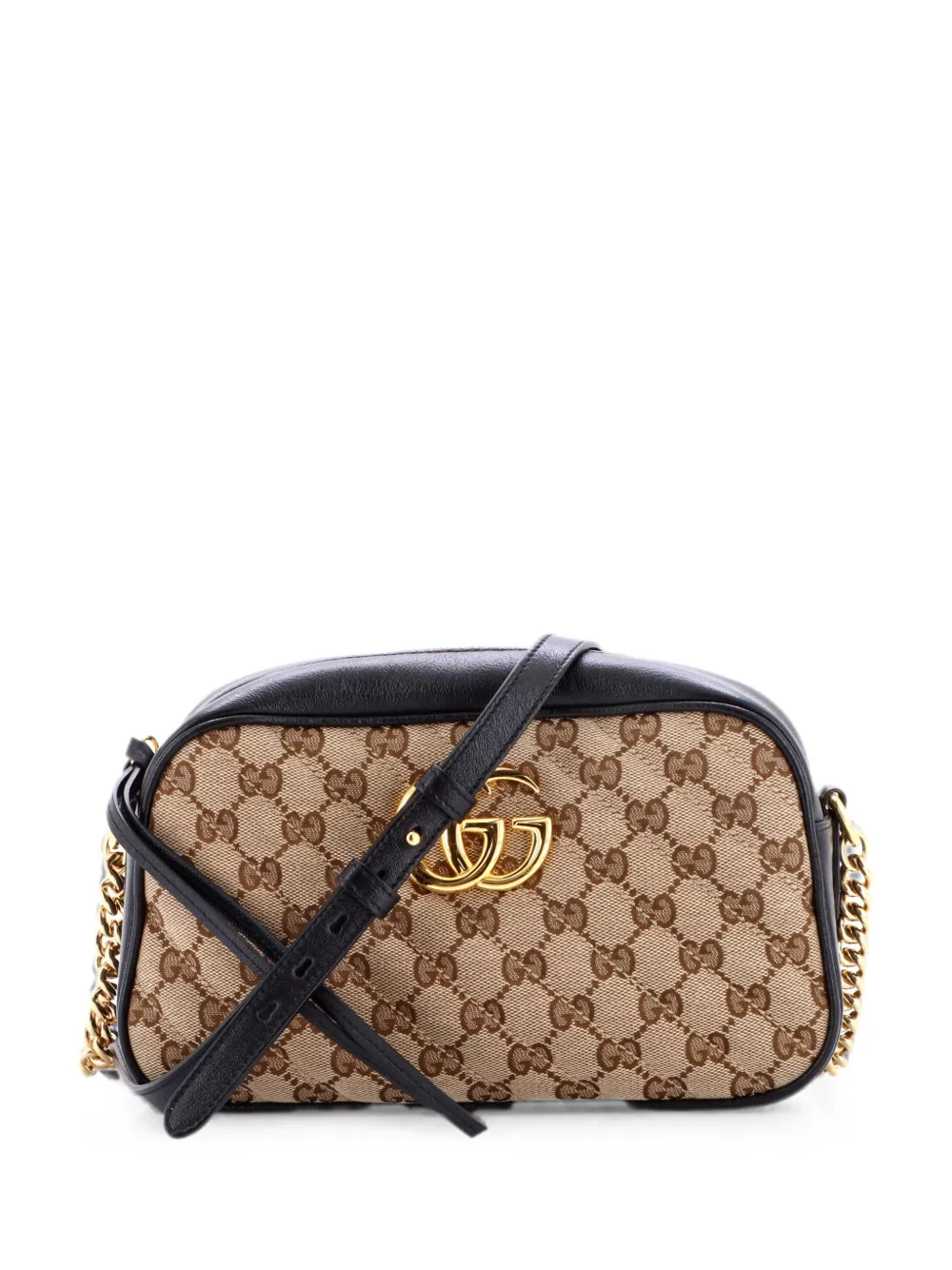 Gucci Pre-Owned Borsa a tracolla GG Marmont piccola in tela GG e pelle trapuntata con motivo diagonale - Marrone