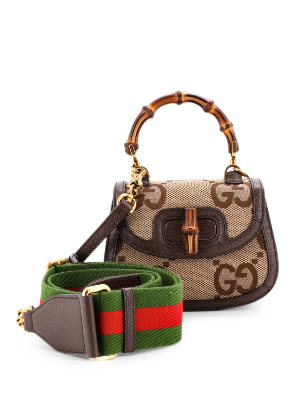 Gucci Pre-Owned Borsa a tracolla Bamboo 1947 mini in tela Jumbo GG - Marrone