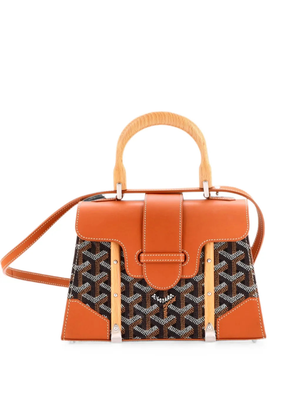 Goyard Pre-Owned Borsa a mano Saigon mini in tela cerata e pelle con manico - Marrone