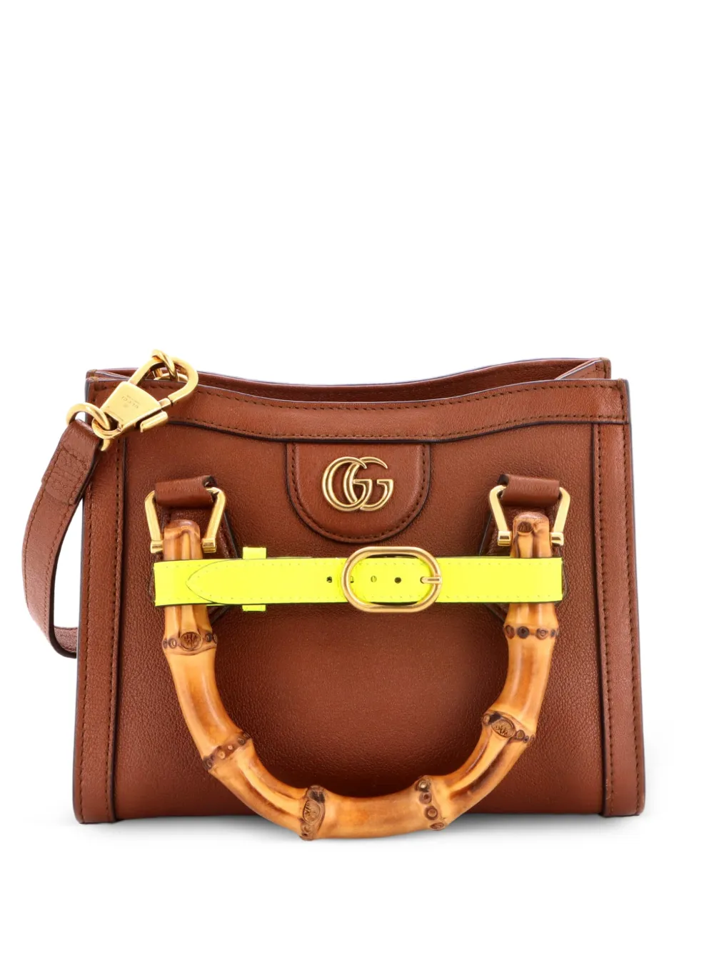 Gucci Pre-Owned Diana NM Bamboo Handle Tote Leather Mini crossbody bag - Braun