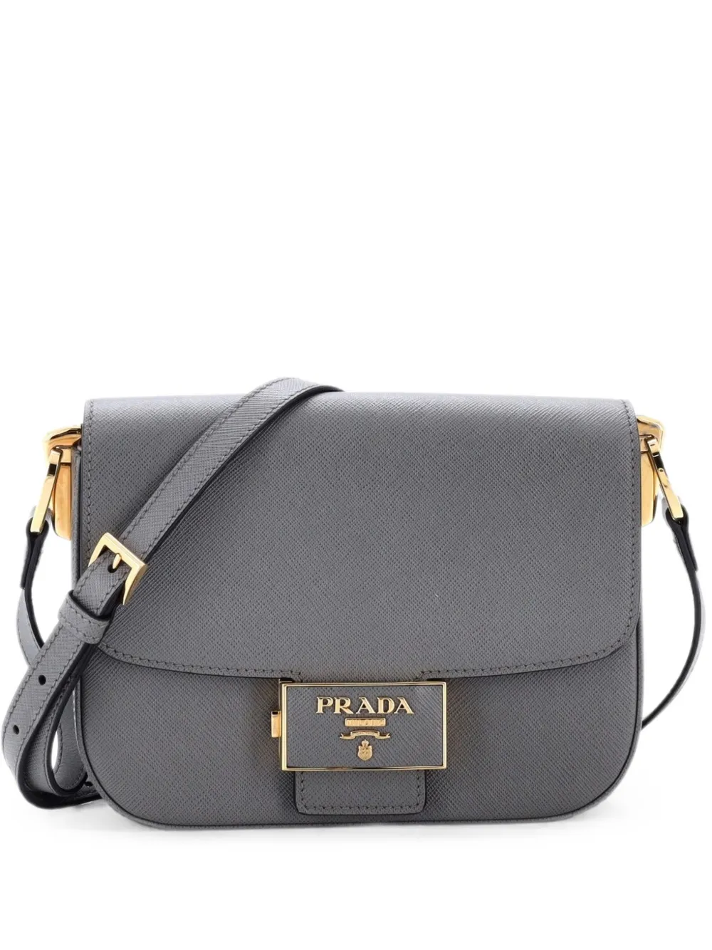 Prada Pre-Owned Kleine Embleme Schultertasche aus Saffiano-Leder - Grau