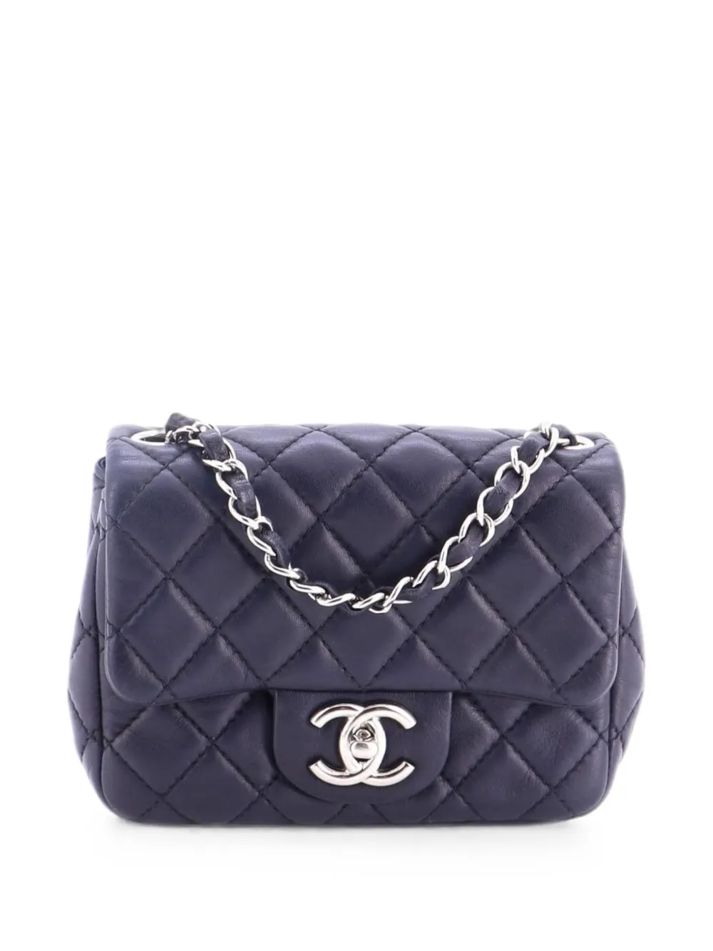 CHANEL Pre-Owned Borsa a tracolla Classic Single Flap mini in pelle di agnello trapuntata - Blu
