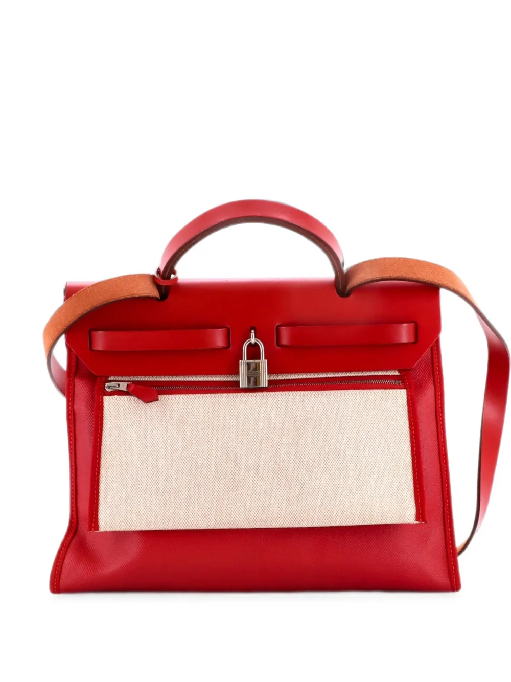 Hermès Pre-Owned Borsa a spalla Herbag Zip Berline Vache in tela e pelle 31 - Rosso