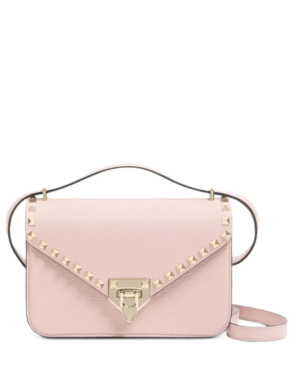 Valentino Garavani Kleine Rockstud Umhängetasche aus körnigem Kalbsleder - Rosa
