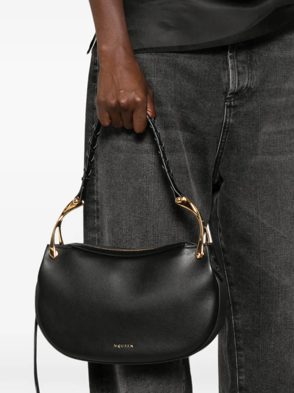 Alexander McQueen Wishbone schoudertas Zwart