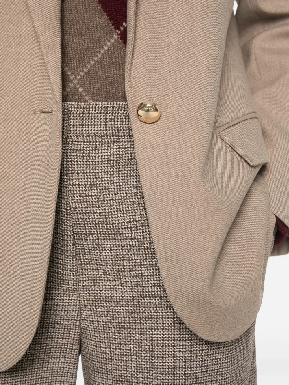 Maje Blazer met enkele rij knopen Beige