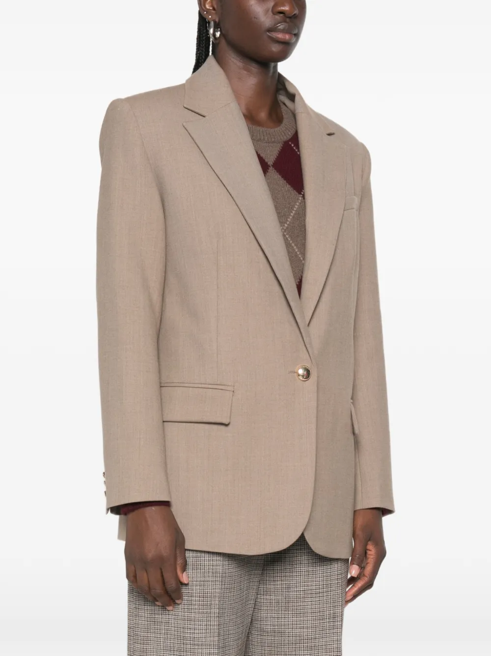 Maje Blazer met enkele rij knopen Beige