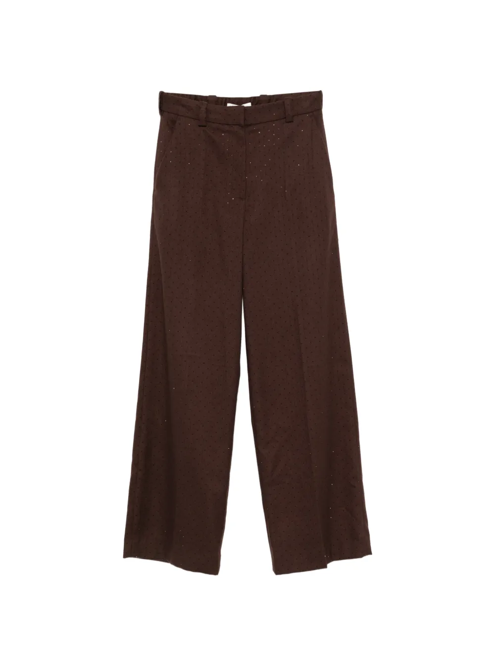 Maje Rhinestone-embellished Straight-leg Trousers In Brown