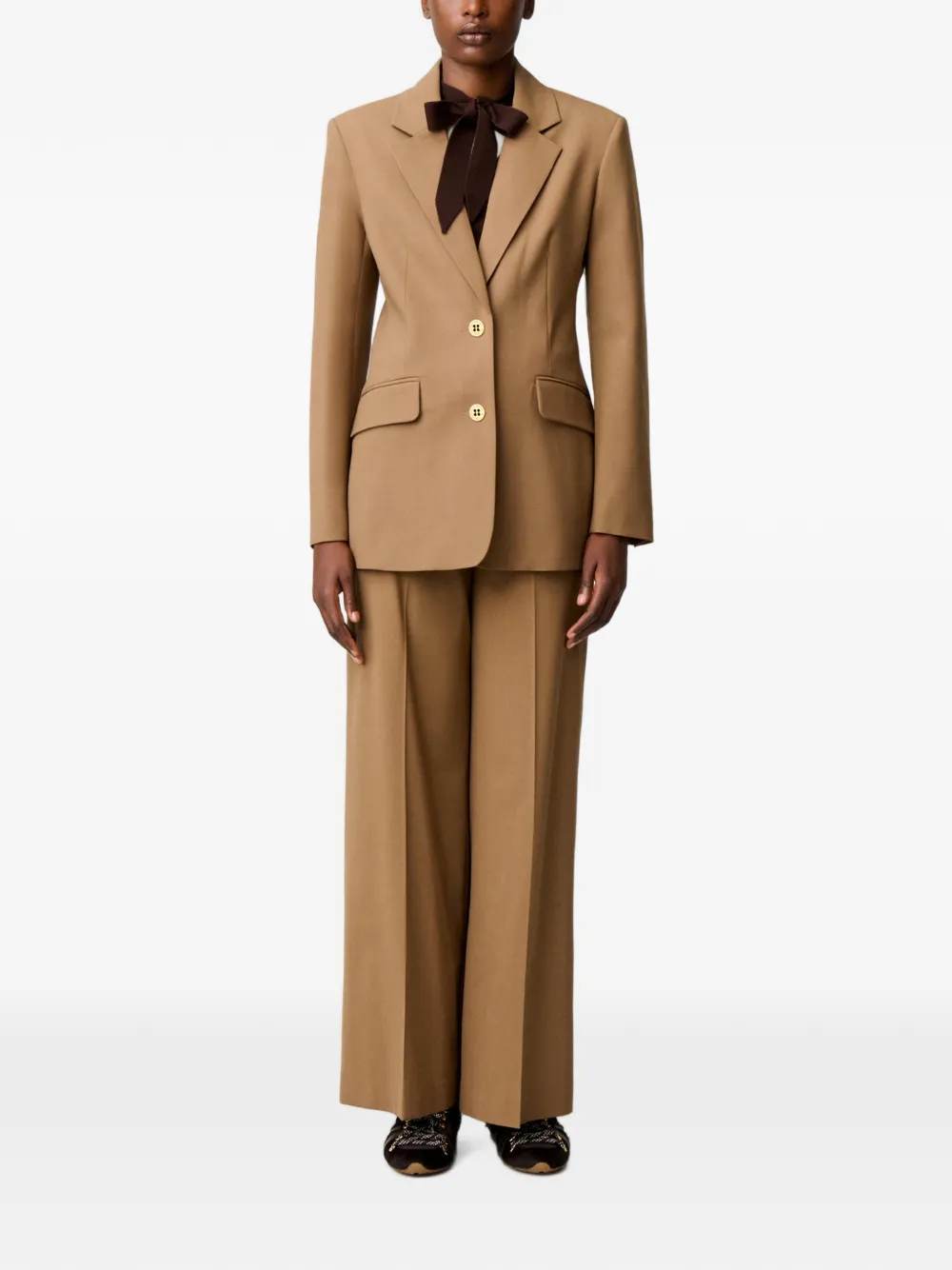 Claudie Pierlot Blazer met knoopsluiting en gekerfde revers Beige