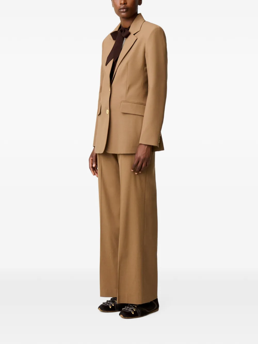 Claudie Pierlot Blazer met knoopsluiting en gekerfde revers Beige