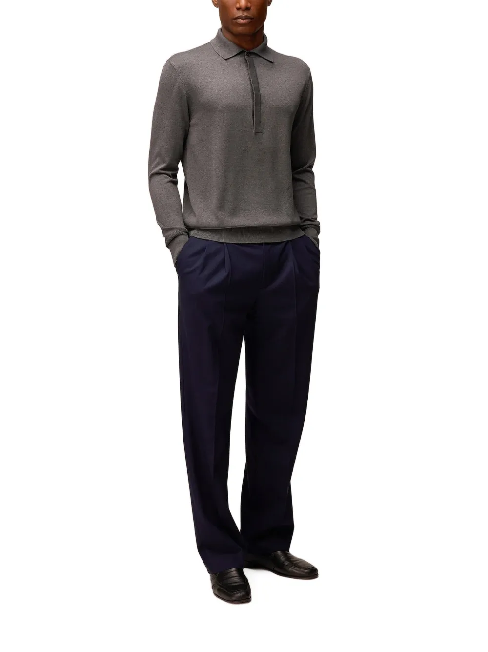 RETORI Poloshirt met lange mouwen Grijs