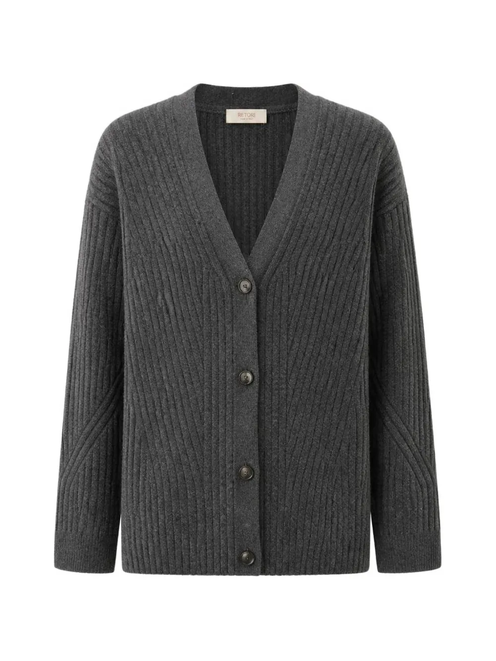 RETORI ribbed-knit V-neck cardigan - Grau
