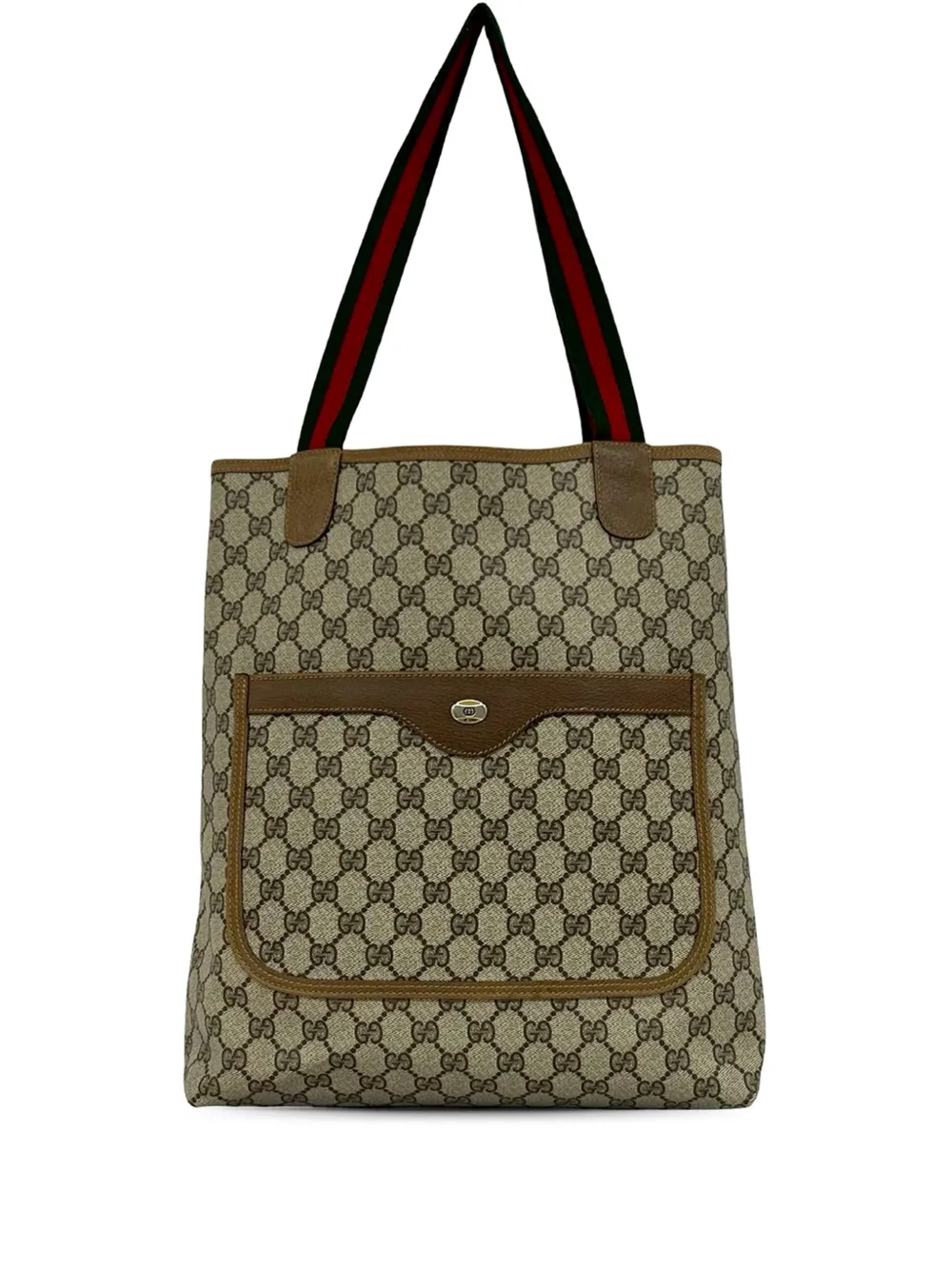 Gucci Pre-Owned Borsa tote in tessuto GG Supreme con decorazione Web XX secolo - Marrone