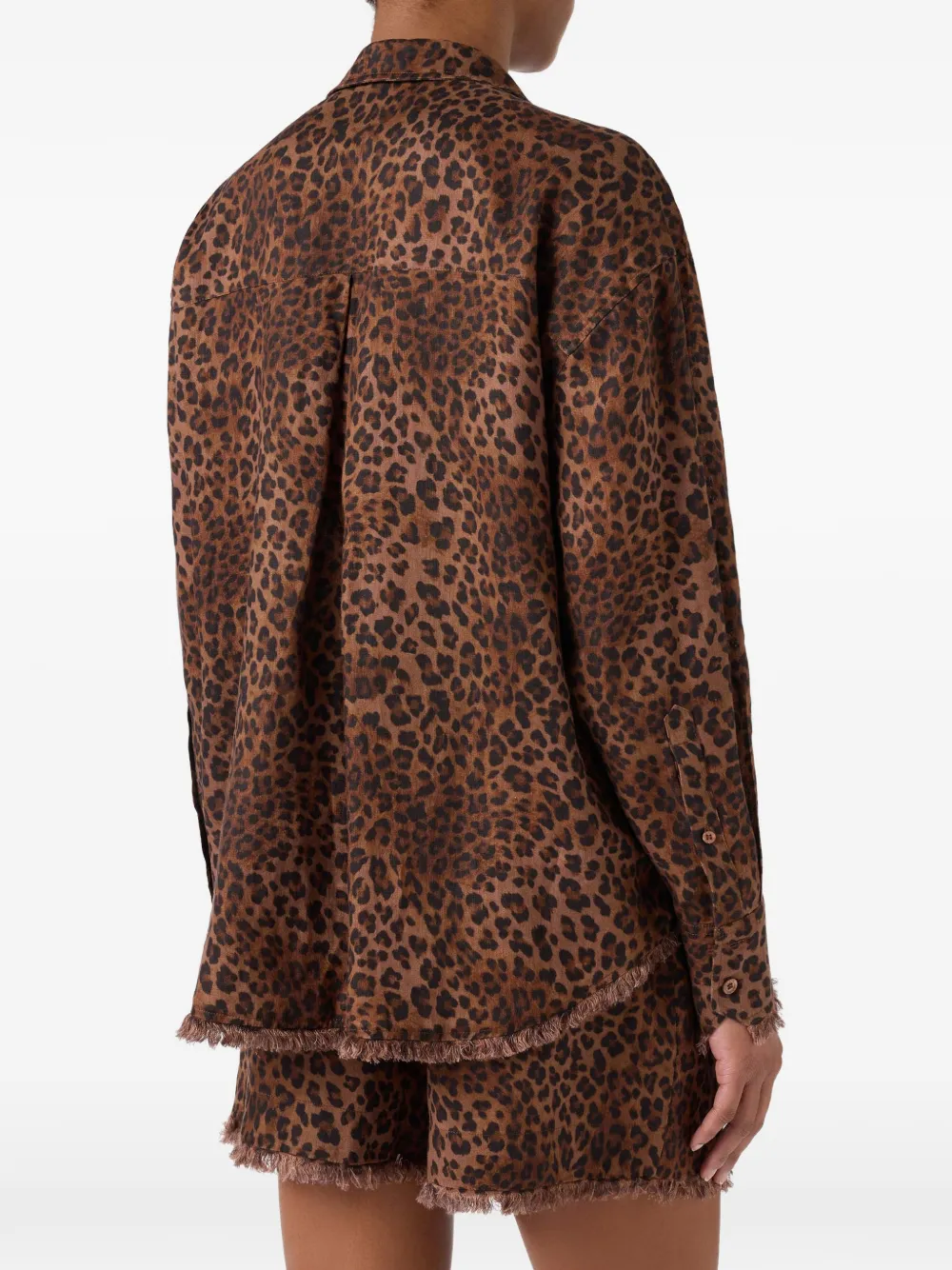 MC2 Saint Barth Cristal blouse met luipaardprint en franje Bruin