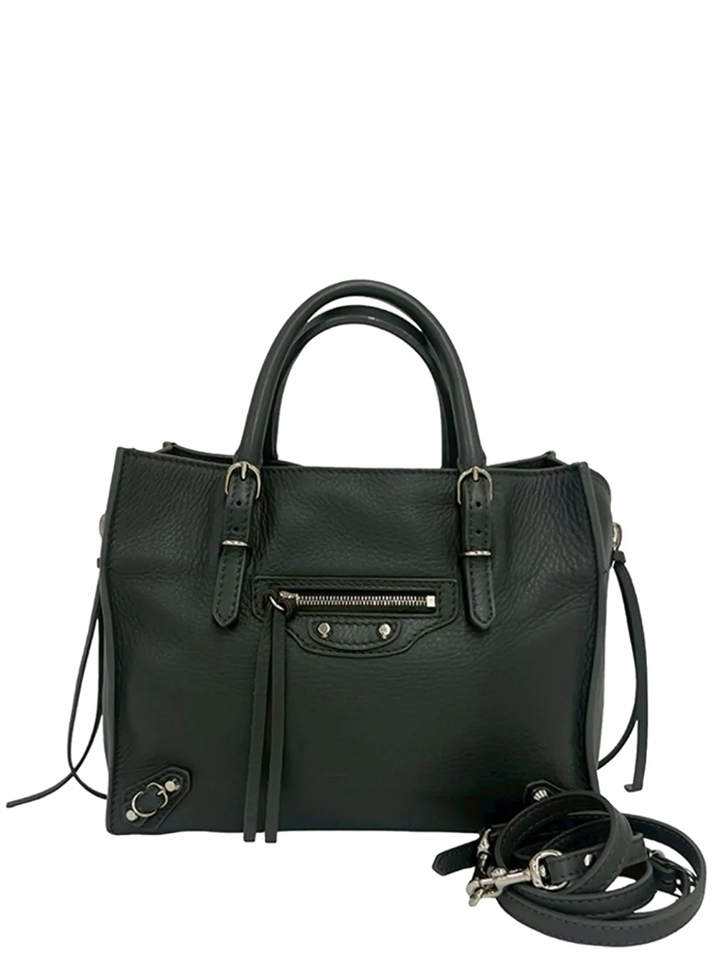 Balenciaga Pre-Owned Borsa a tracolla Papier A4 mini in pelle con zip a giro 2018-2026 - Grigio