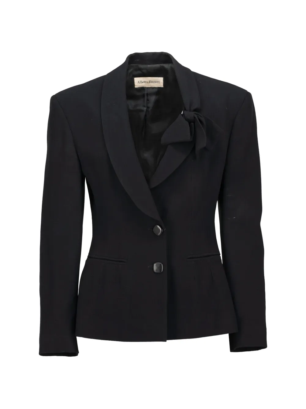 Alberta Ferretti Vintage bow-detail shawl-lapel jacket - Nero