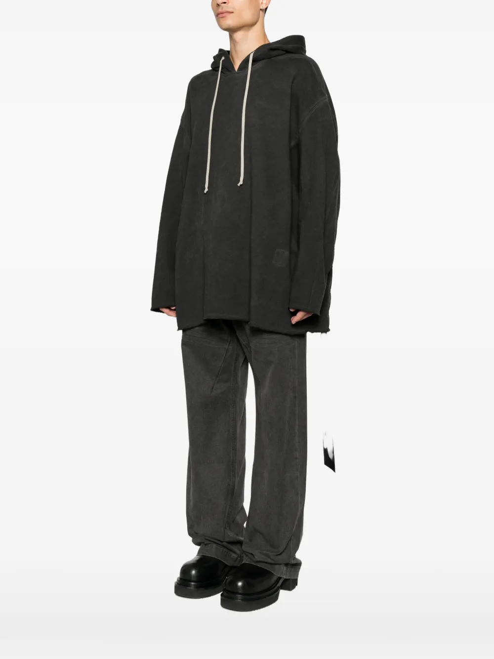 Rick Owens DRKSHDW Gerafelde hoodie met trekkoord Zwart