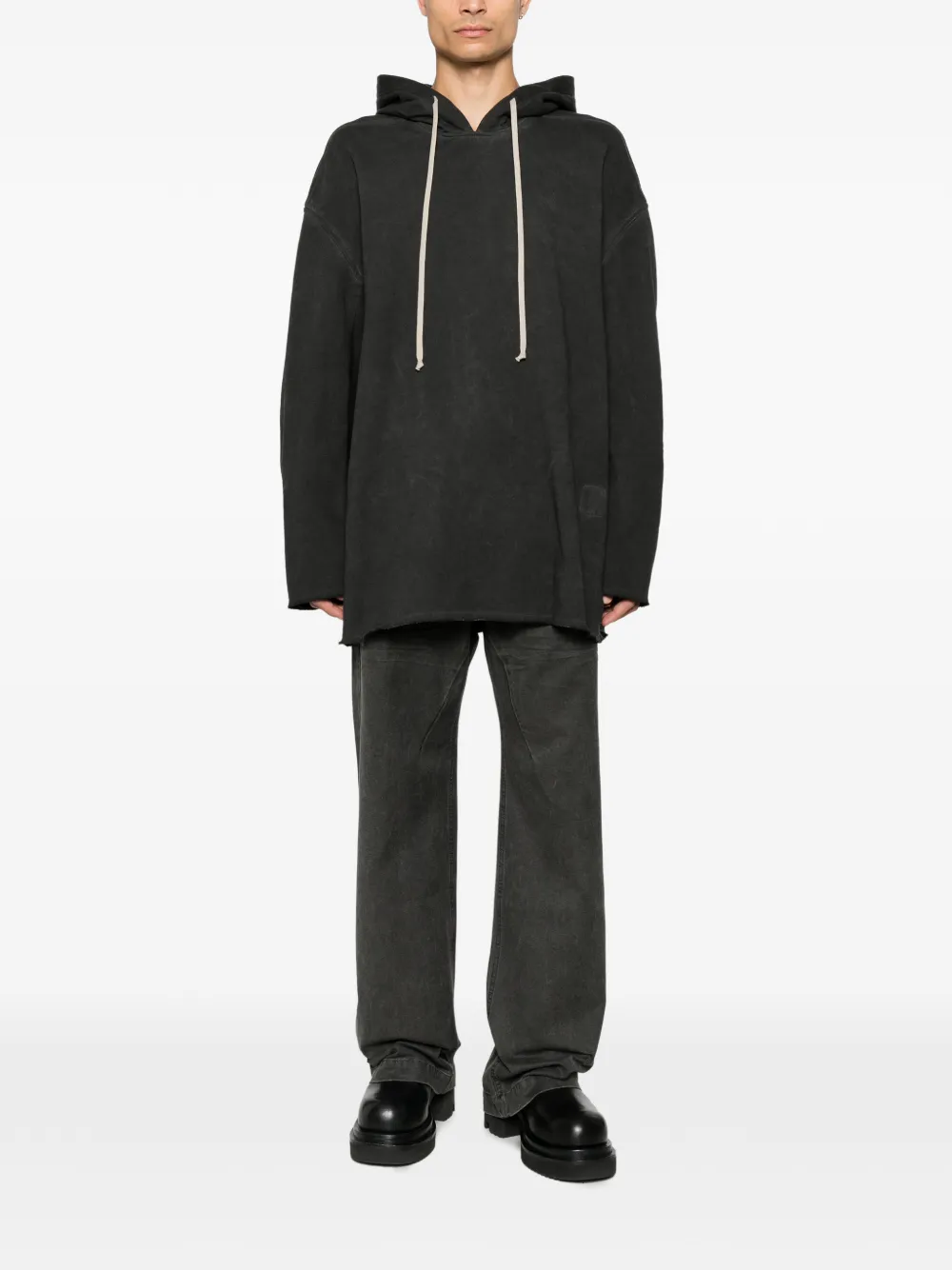 Rick Owens DRKSHDW Gerafelde hoodie met trekkoord Zwart