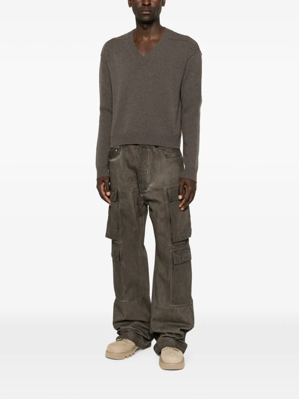 Rick Owens Tommy trui met V-hals Bruin