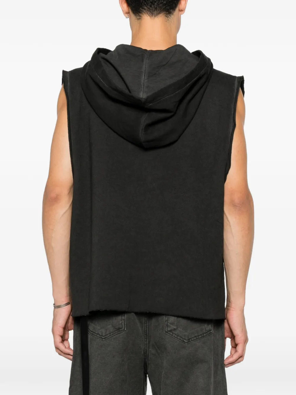 Rick Owens DRKSHDW Mouwloze gerafelde hoodie Zwart