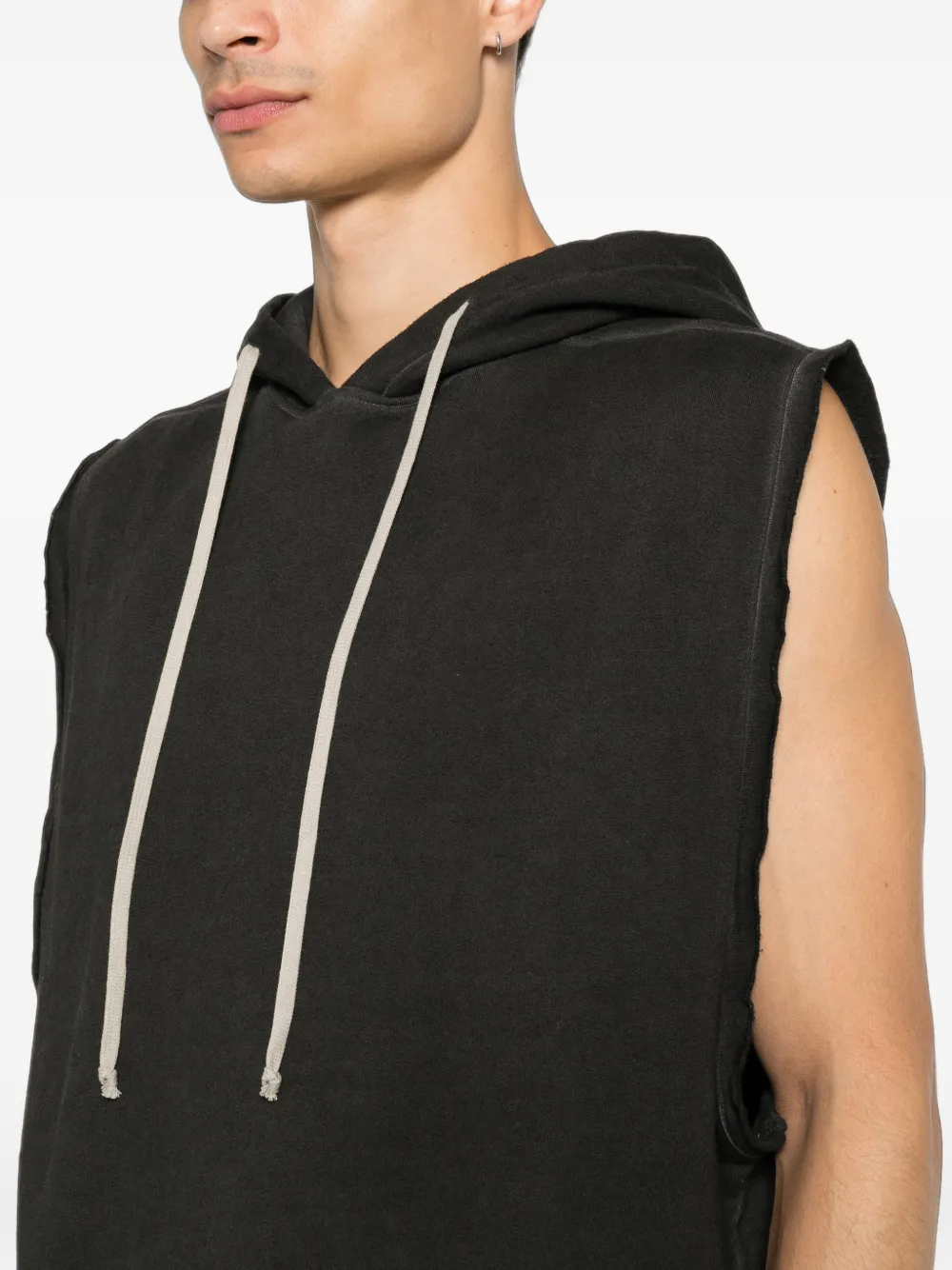 Rick Owens DRKSHDW Mouwloze gerafelde hoodie Zwart