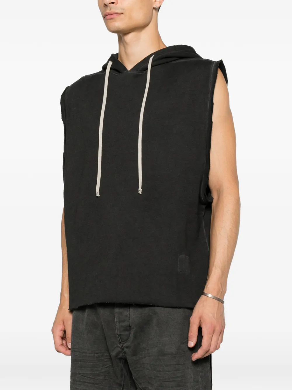 Rick Owens DRKSHDW Mouwloze gerafelde hoodie Zwart