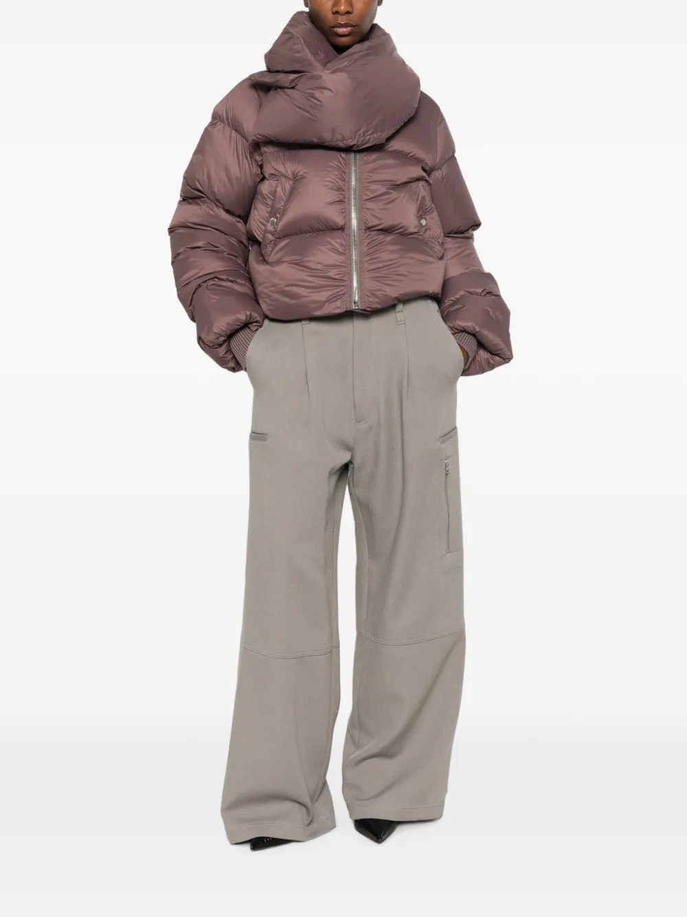Rick Owens Donsjack met trechterhals Paars