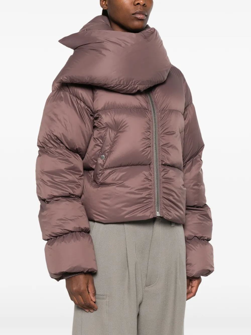 Rick Owens Donsjack met trechterhals Paars