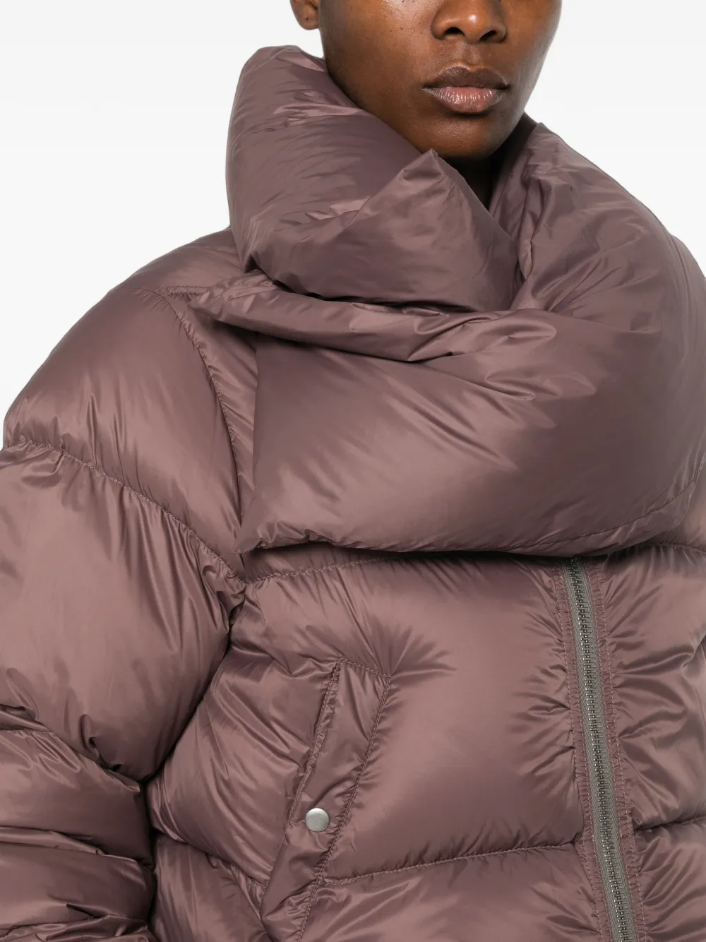 Rick Owens Donsjack met trechterhals Paars