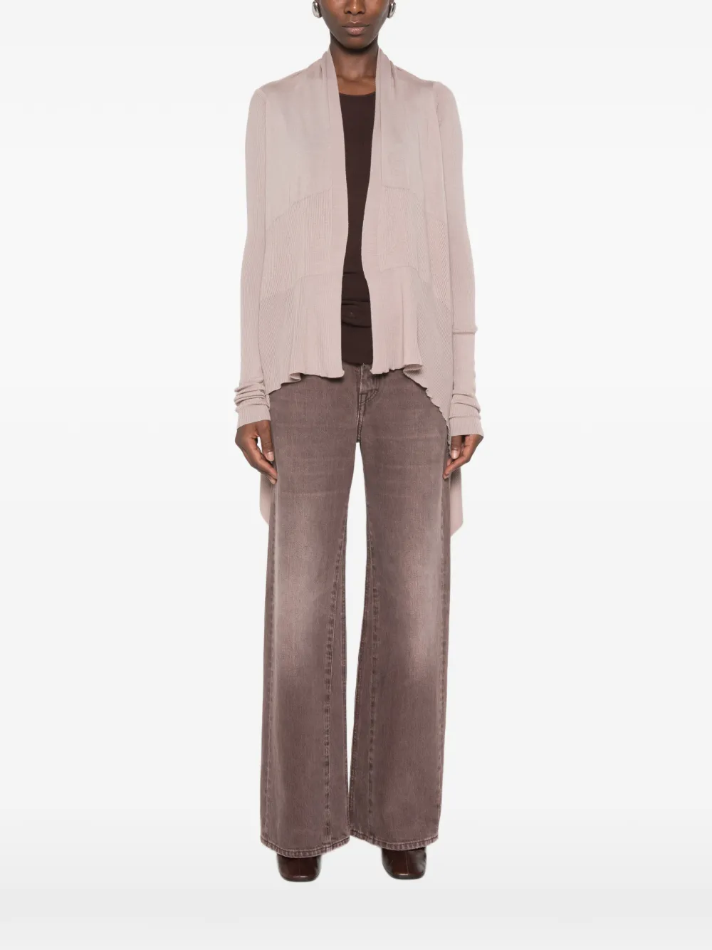 Rick Owens Gedrapeerd vest met asymmetrische zoom Beige