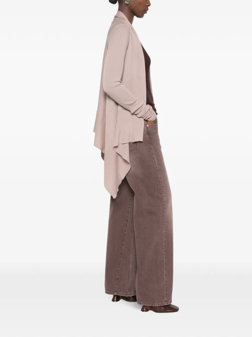 Rick Owens Gedrapeerd vest met asymmetrische zoom Beige
