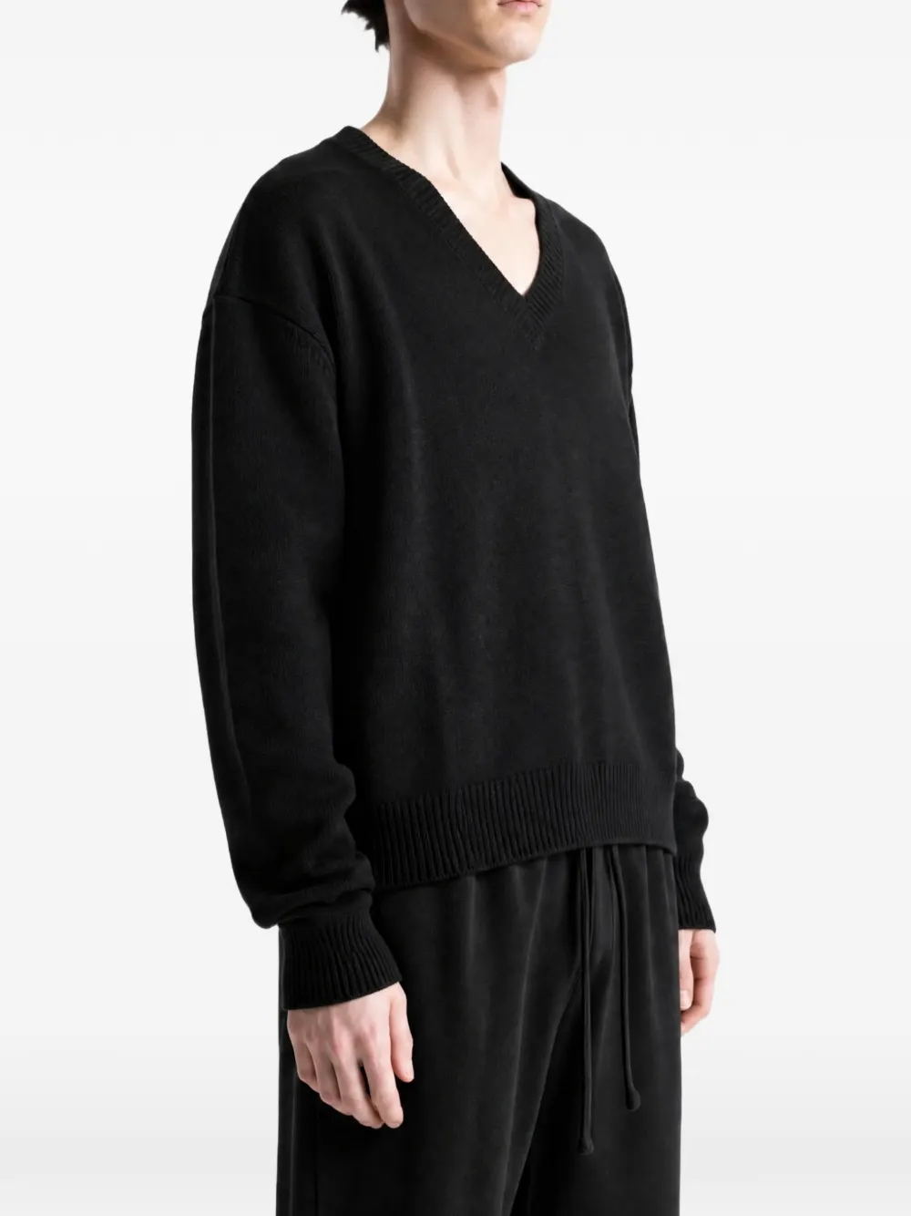 Rick Owens V-neck sweater Zwart