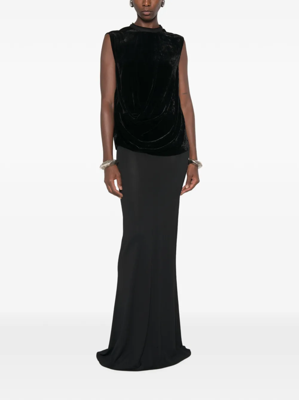 Rick Owens Gedrapeerde fluwelen top Zwart