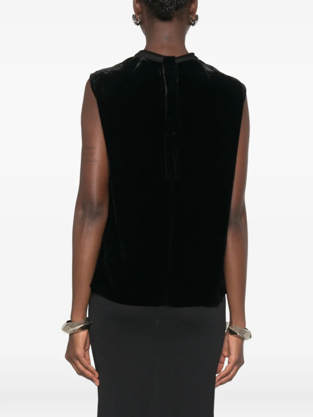 Rick Owens Gedrapeerde fluwelen top Zwart