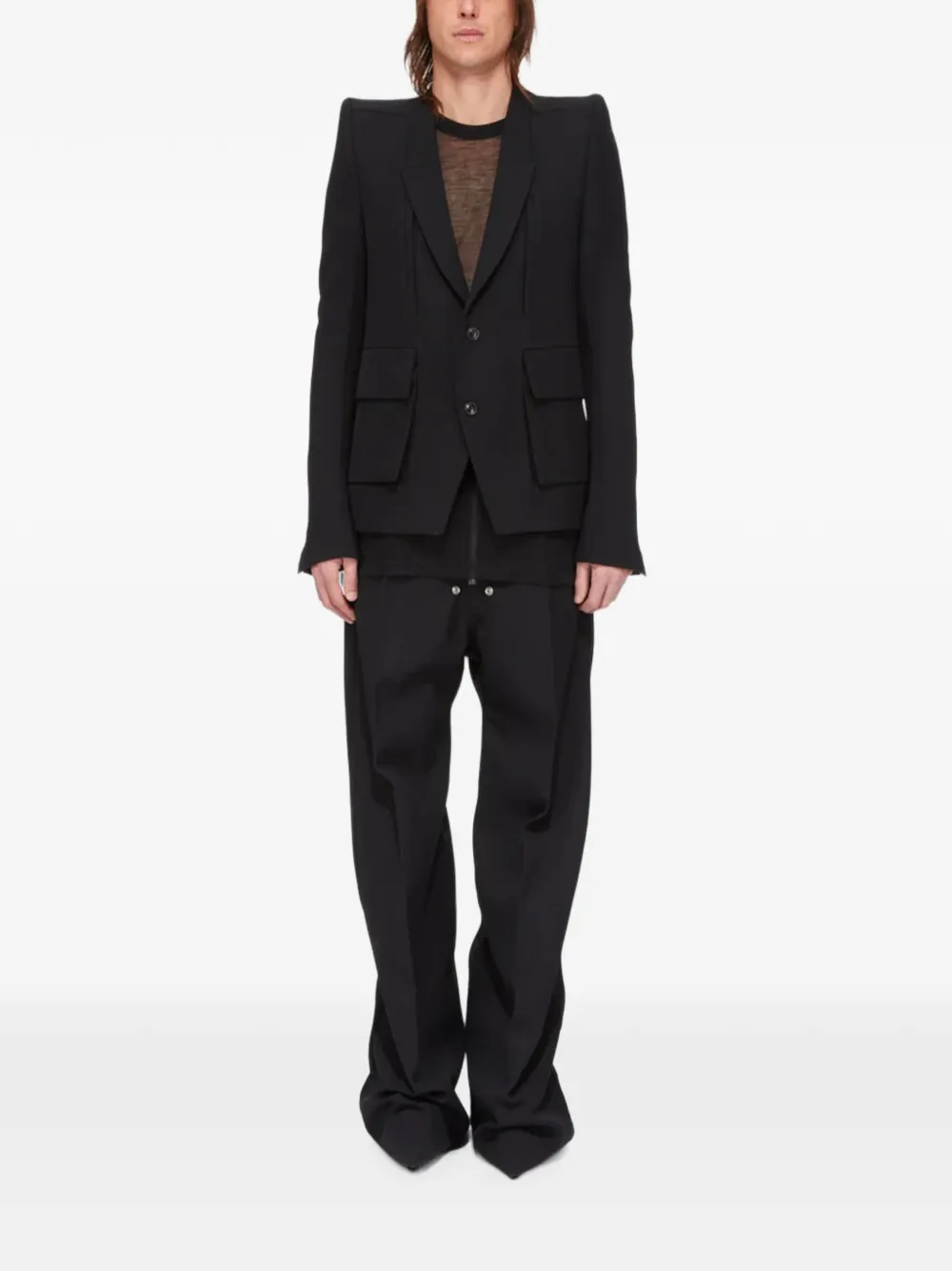 Rick Owens Broek met wijde pijpen en trekkoord Zwart