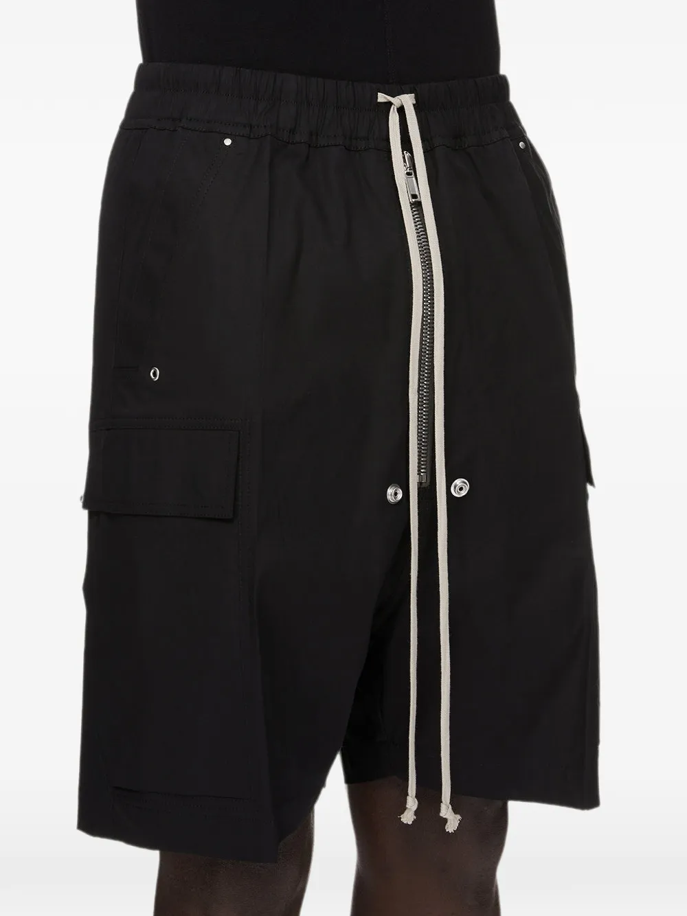 Rick Owens Cargobela cargo shorts met verlaagd kruis Zwart