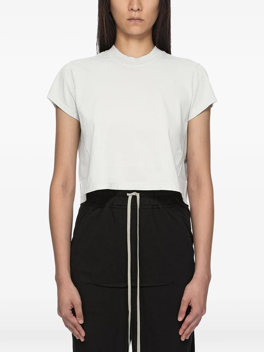 Rick Owens DRKSHDW T-shirt met banddetail en ribgebreide afwerking Wit