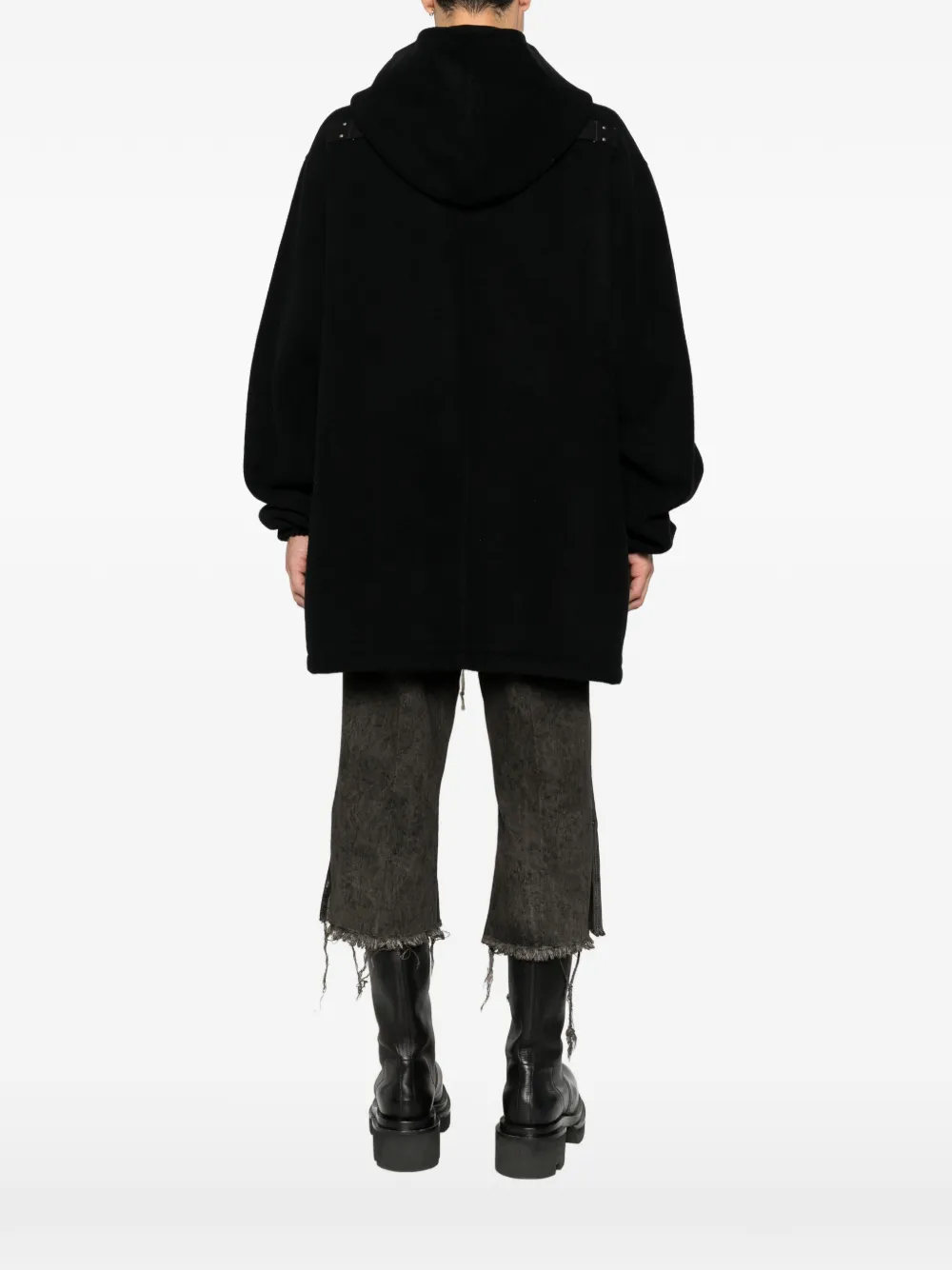 Rick Owens Tour jas met enkele rij knopen en capuchon Zwart